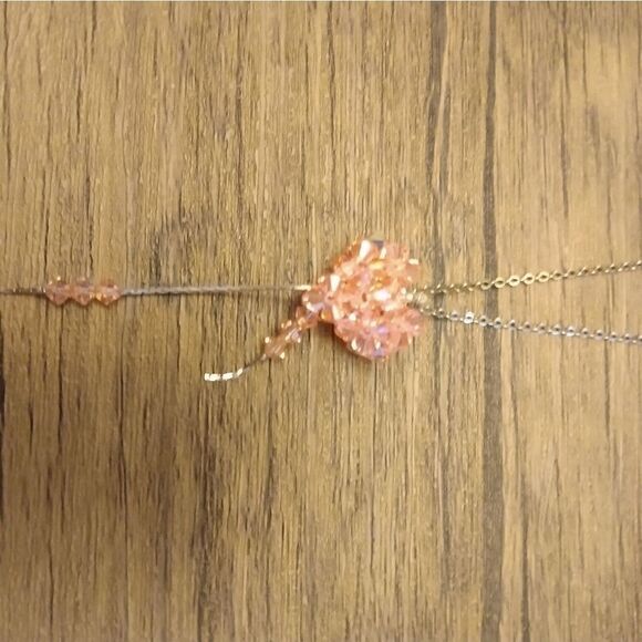 Delicate beaded‎ crystal heart necklace - Picture 1 of 4